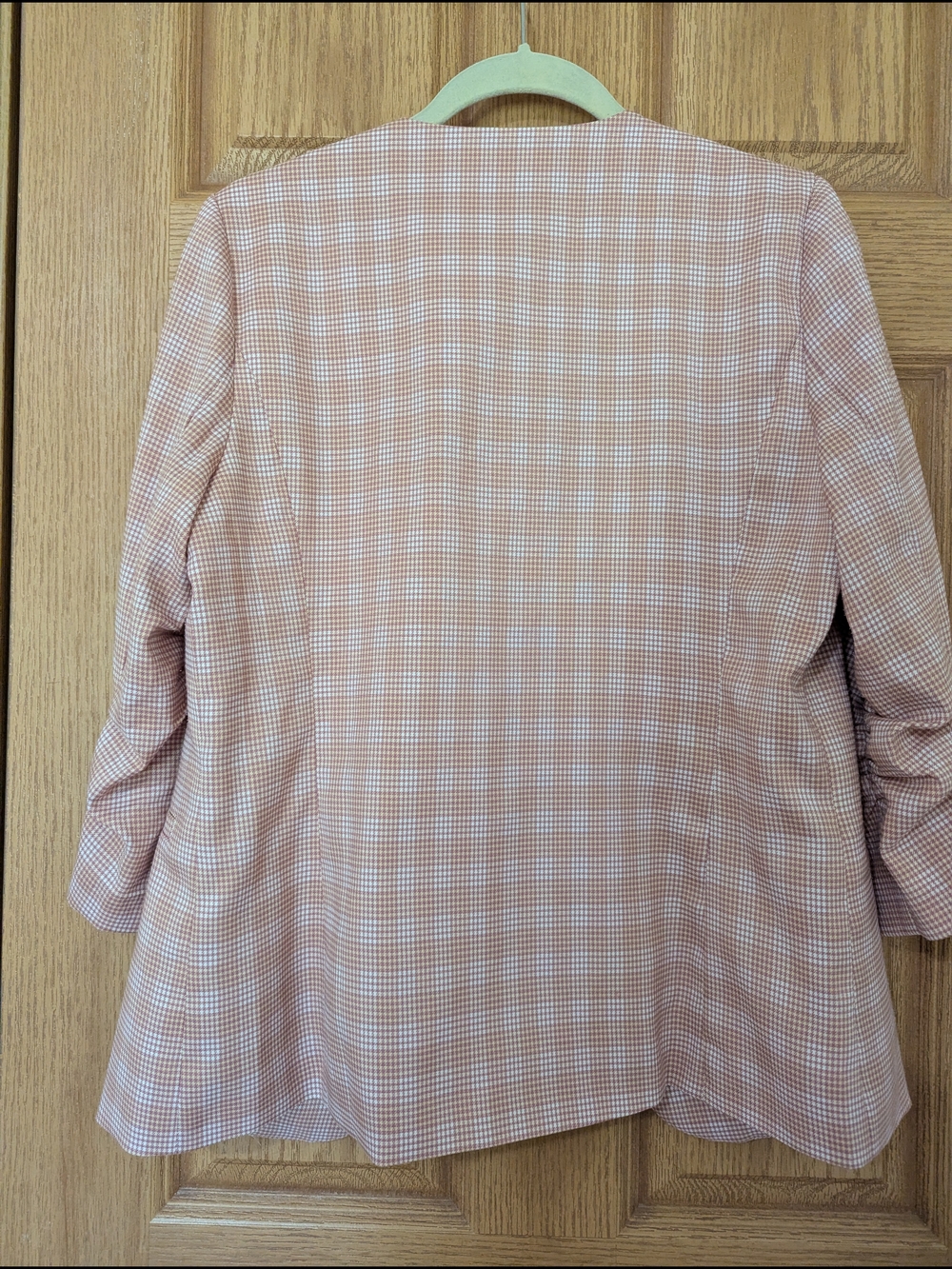 Skies Are Blue Dusty Pink Plaid Open-Front Blazer - Picture 2 of 7